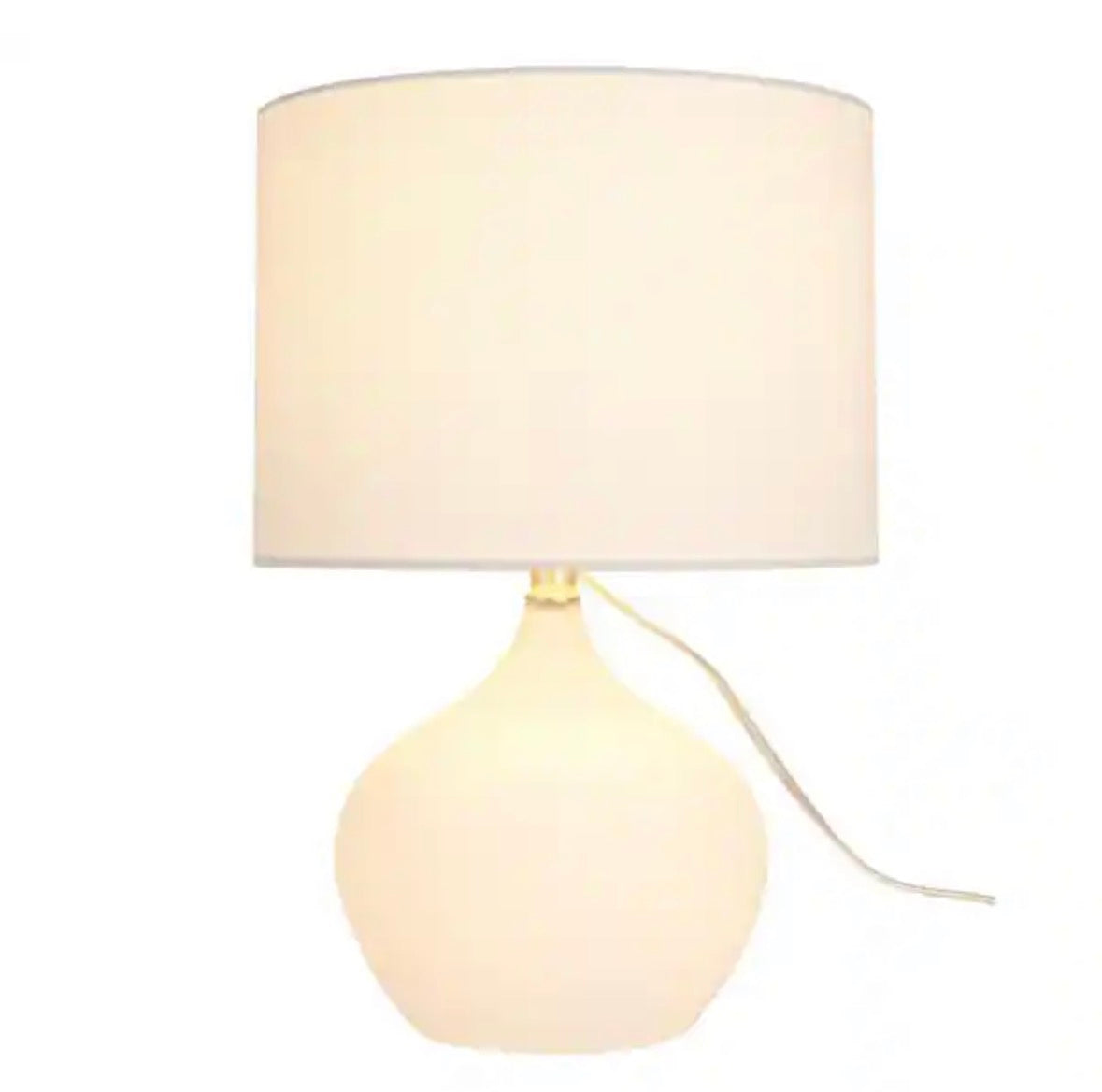 17.25 in. Frosted White Classic Table Lamp for with Natural Linen Shade, Nightlight in Base