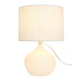 17.25 in. Frosted White Classic Table Lamp for with Natural Linen Shade, Nightlight in Base