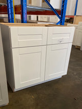 Washington Vesper White Plywood Shaker Assembled Base Kitchen Cabinet FH 1 ROT Sft Cls 36 in W x 24 in D x 34.5 in H