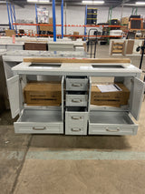 Bentworth 60 in.W x 22 in. D Double Vanity in Light Gray Semi-Recessed w/Engineered Vanity Top in White with White Basin