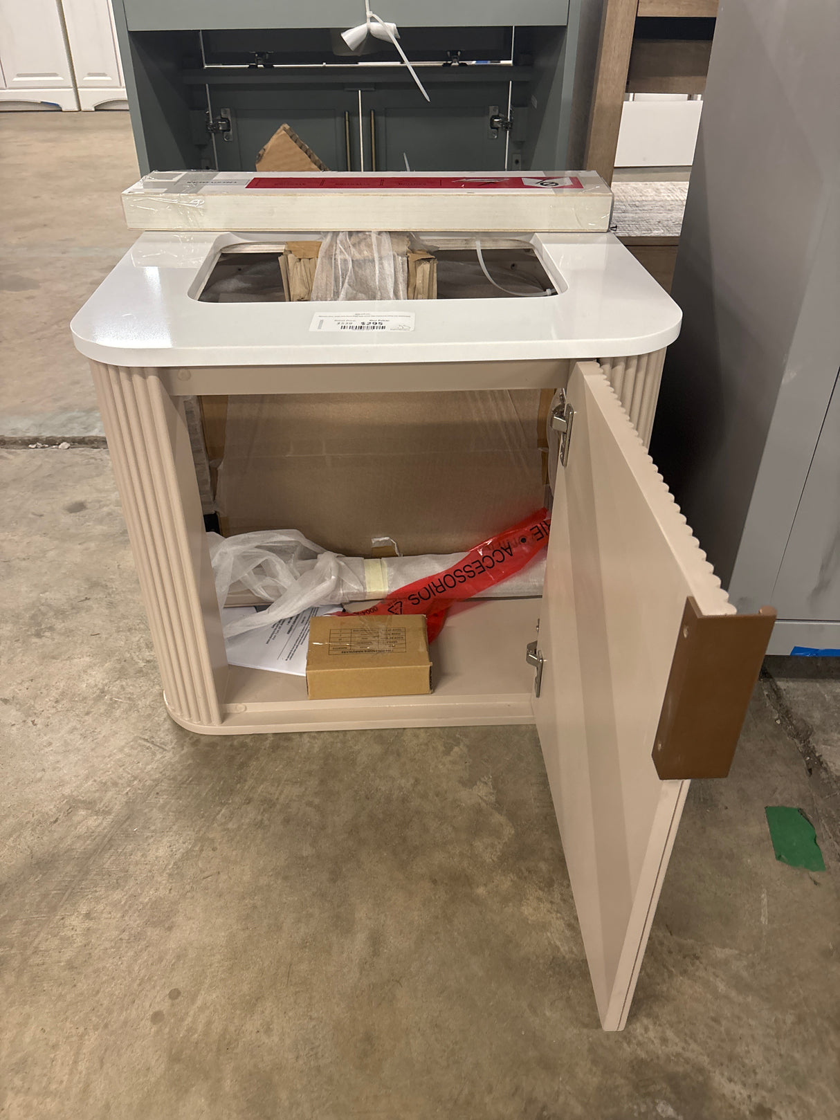 Miravaux 24 in. Single Sink Flaxen Beige Bath Vanity with Engineered White Top (Assembled)