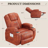 Brown Leather Standard (No Motion) Recliner with Power Lift
