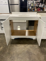 Glacier Bay 37 in. W x 19 in. D x 35 in. H Single Sink Freestanding Bath Vanity in White with White Cultured Marble Top
