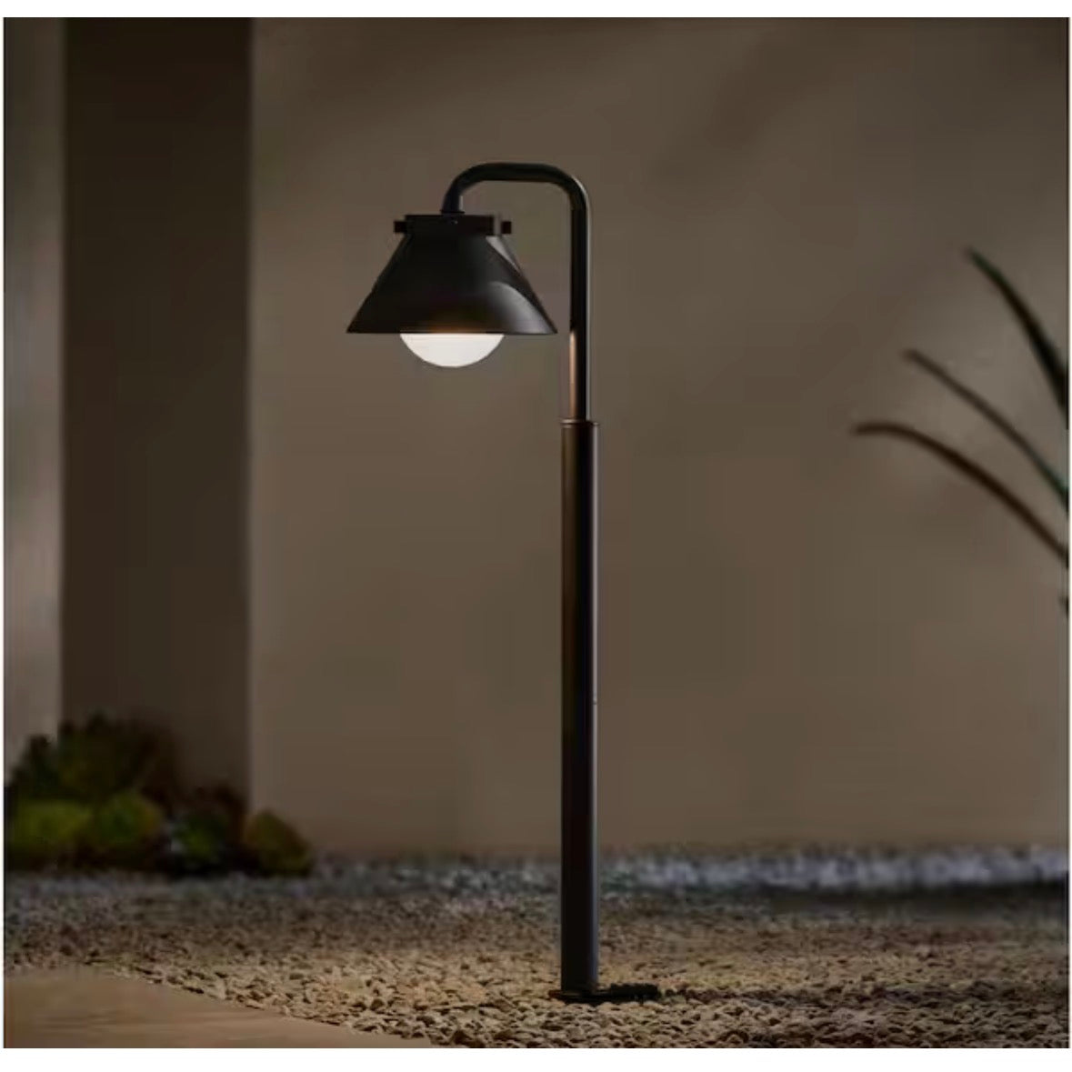 Ludlow Low Voltage Black Hardwired LED Weather Resistant Path Light With Frosted Plastic Shade