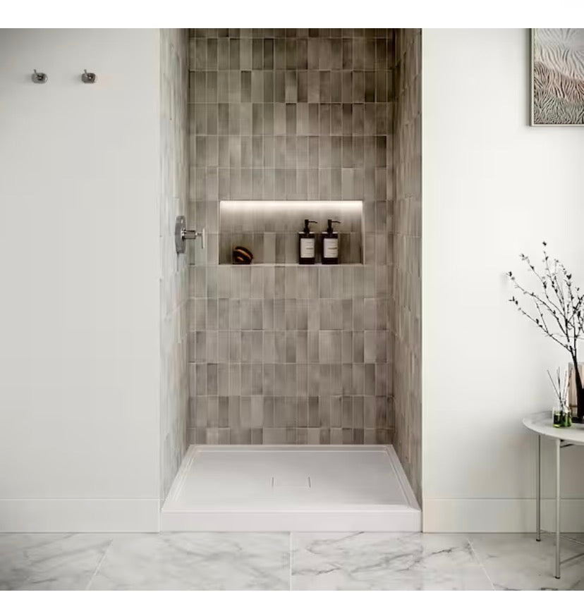 DT-2206-77 36 in. x 36 in. Alcove PP Shower Pan Base in Glossy White with Center Drain, Drain Included