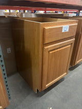 Hampton 21 in. W x 24 in. D x 34.5 in. H Assembled Base Kitchen Cabinet in Medium Oak with Ball-Bearing Drawer Glides