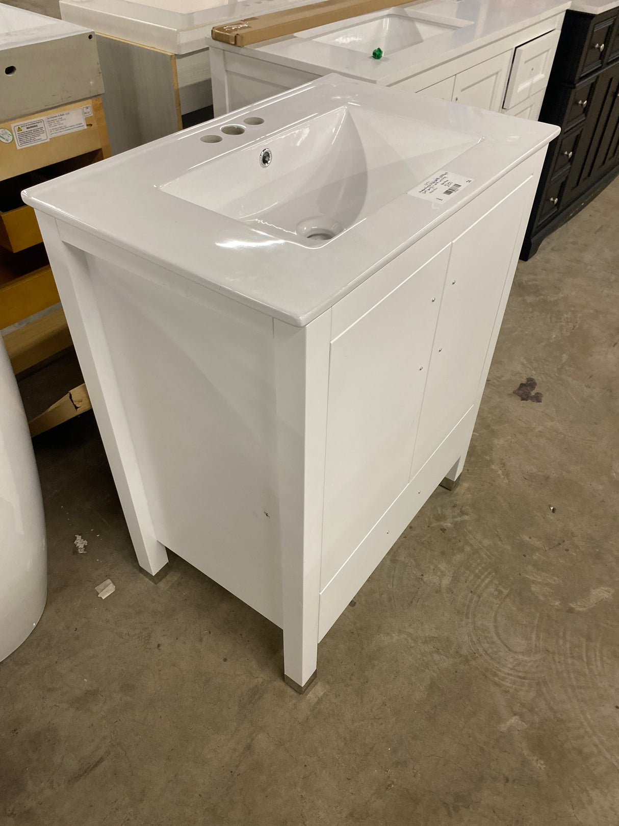 Armani 27.5in W x 18in. D x 35in. H bath vanity in White with top