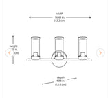 Loveland 16.625 in. 3-Light Black Bathroom Vanity Light Fixture with Clear Glass Shades