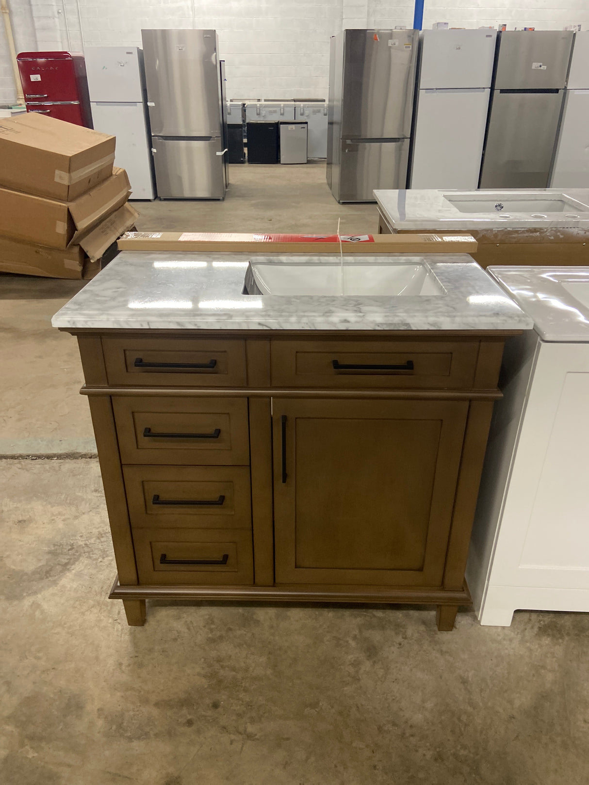 Sonoma 36 in. Single Sink Almond Latte Bath Vanity with Carrara Marble Top (Assembled)