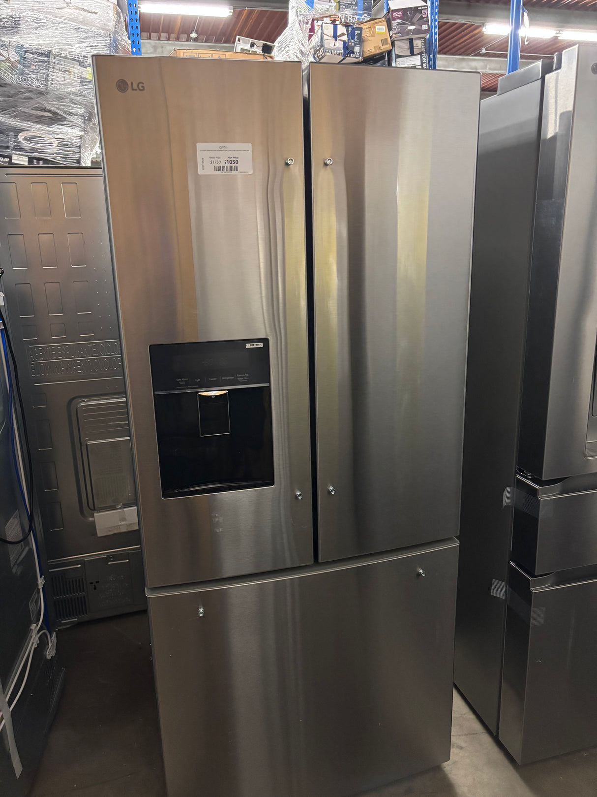 LG 21.8 cu. ft. 3-Door Smart French Door Refrigerator with Ice Maker and Water Dispenser in Stainless Steel
