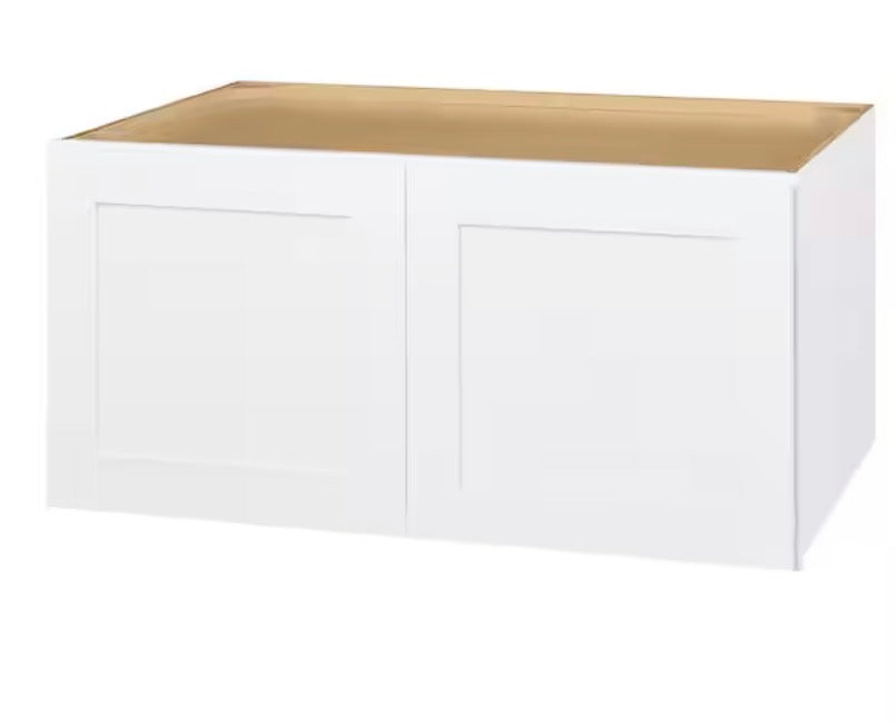 Avondale Shaker Alpine White Ready to Assemble Plywood 36 x 18in Wall Bridge Kitchen Cabinet(36 in W x 18 in H x 24in D)