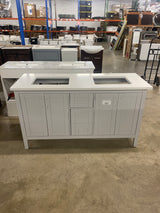 Sepal 60 in. Double Sink Dove Gray Bath Vanity with White Engineered Marble Top (Assembled)