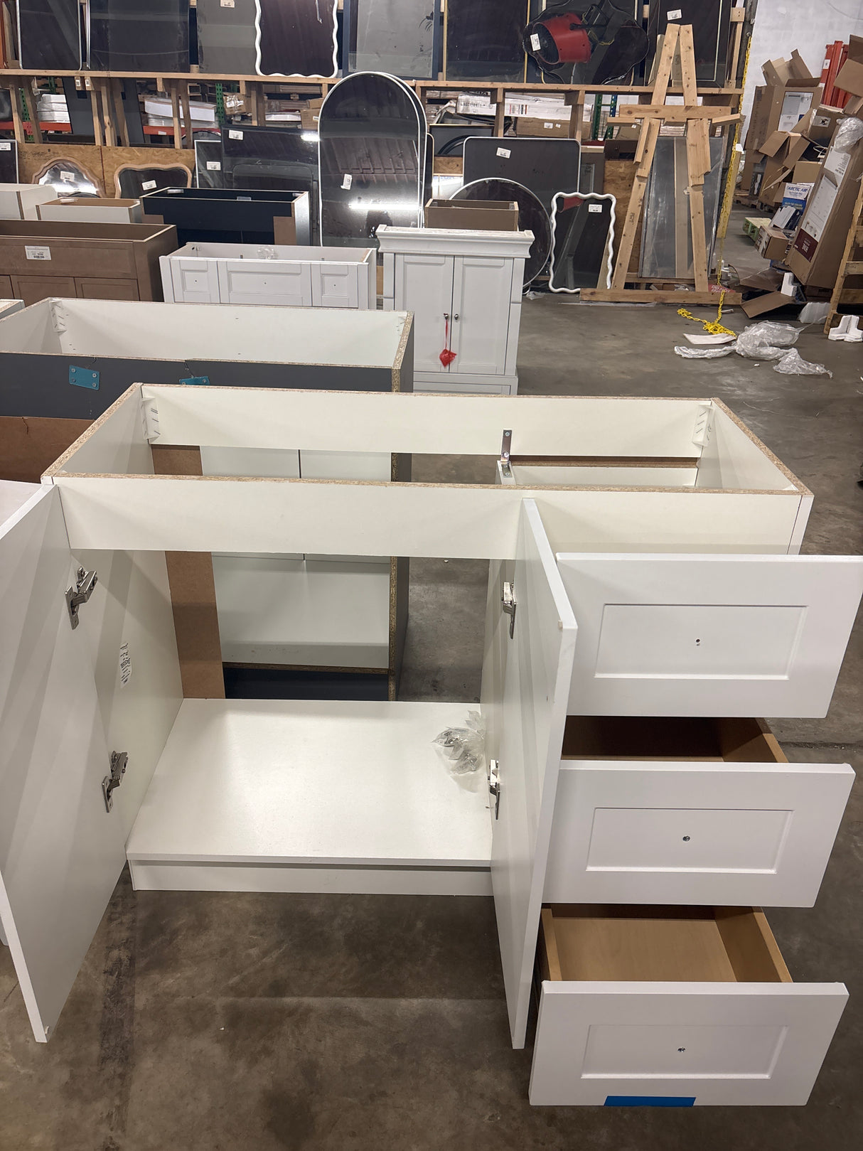 Bannister 43 in. W x 19 in. D x 35 in. H Single Sink Freestanding Bath Vanity in White with White Cultured Marble Top