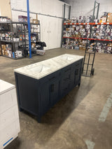 Mayfield 72 in. Double Sink Grayish Blue Bath Vanity with Epoxy’d White Engineered Stone Top (Assembled)