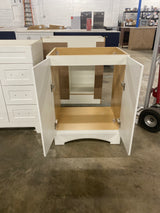 Everdean 25 in. W x 19 in. D x 34 in. H Single Sink Freestanding Bath Vanity in White with White Cultured Marble Top