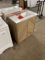 Huckleberry 30 in. W x 19 in. D x 34.5 in. H Bath Vanity in Weathered Tan with White Cultured Marble Top