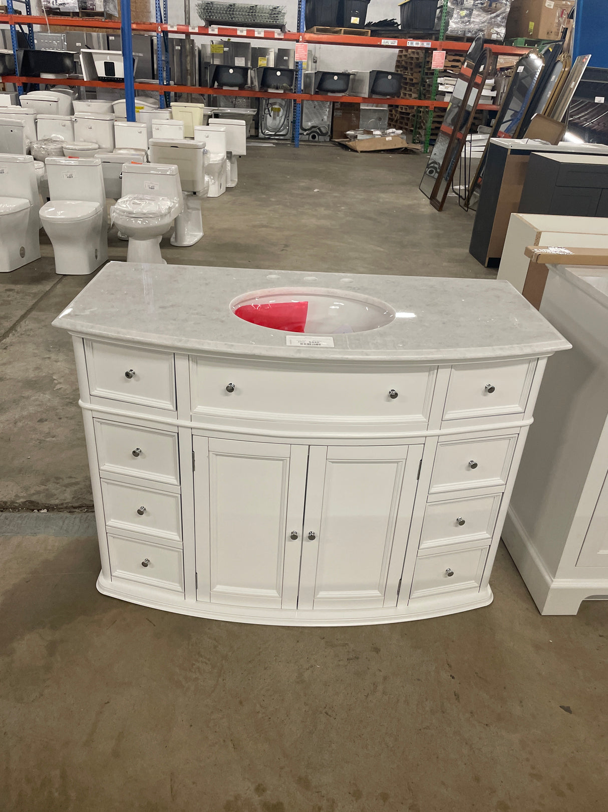 Hampton Harbor 45 in. W x 22 in. D x 35 in. H Freestanding Bath Vanity in White with White Marble Top