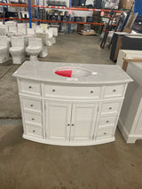 Hampton Harbor 45 in. W x 22 in. D x 35 in. H Freestanding Bath Vanity in White with White Marble Top