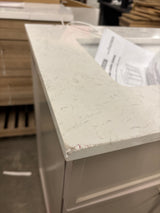 Marcote 36 in. Single Sink Freestanding Bathroom Vanity in Greige with White Volakas Engineered Marble Top