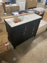 Beaufort 42 in. W x 19 in. D x 34 in. H Single Sink Bath Vanity in Ebony Wood with White Engineered Stone Top