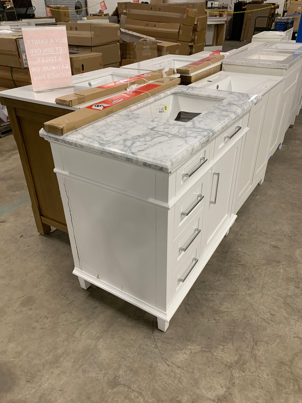 Sonoma 36 in. W x 22 in. D x 34 in. H Bath Vanity in White with White Carrara Marble Top