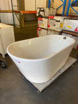 61 in. Acrylic Flatbottom Non-Whirlpool Bathtub in Glossy White with Brushed Nickel Drain and Overflow Cover