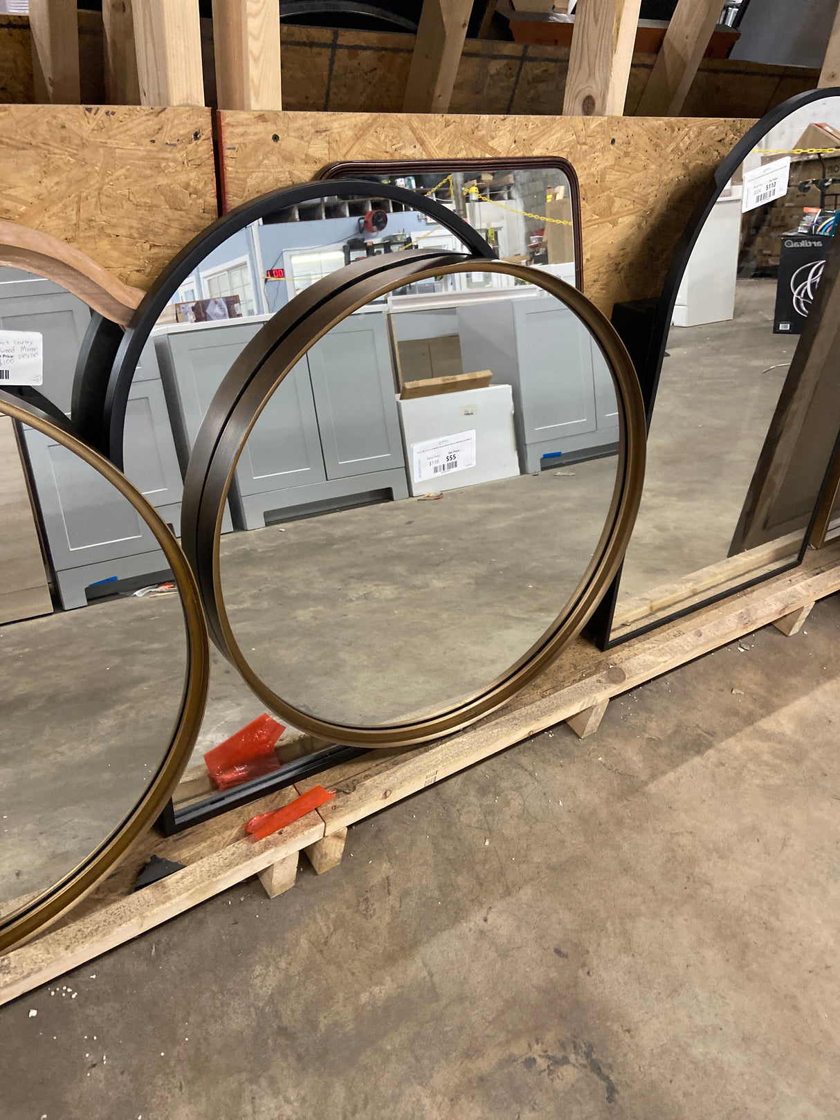 27.5 in. W x 27.5 in. H Modern Round Brushed Bronze Wall Mounted Mirror