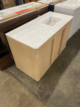 Cindybella 48 in. Single Sink Natural Bath Vanity with White Marble Top