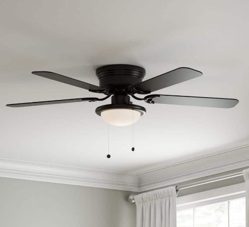 Hugger 52 in. LED Indoor Black Ceiling Fan with Light Kit