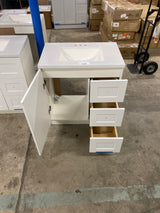 Bannister 31 in. W x 19 in. D x 35 in. H Single Sink Freestanding Bath Vanity in White with White Cultured Marble Top