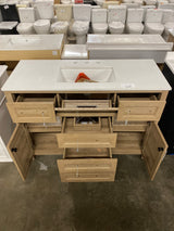 Hanna 48 in. W x 19 in. D x 34 in. H Single Sink Bath Vanity in Weathered Tan with White Engineered Stone Top