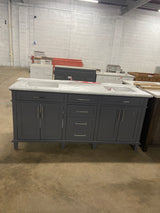 Sonoma 72 in. W x 22 in. D x 34 in H Bath Vanity in Dark Charcoal with White Carrara marble Top