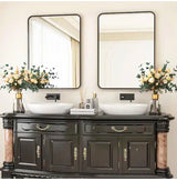 24 in. W x 36 in. H Rectangular Aluminum Alloy Framed Rounded Black Wall Mirror