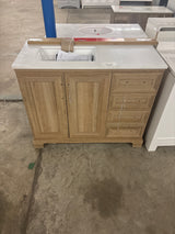 Sinita 42 in. W x 19 in. D 34 in. H Single Sink Bath Vanity in Natural Oak with White Engineered Stone Top