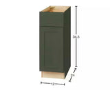 Avondale 12 in. W x 24 in. D x 34.5 in. H Ready to Assemble Plywood Shaker Base Kitchen Cabinet in Fern Green