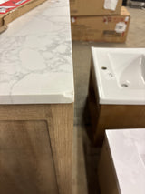 Tobana 42 in. W x 19 in. D x 34.5 in. H Bath Vanity in Weathered Tan with White Cultured Marble Top