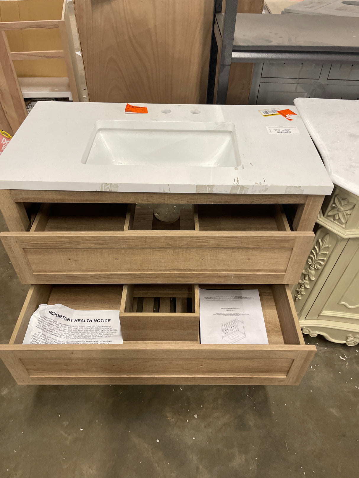 Autumn 36 in. W x 19 in. D x 34.5 in. H Single Sink Bath Vanity in Weathered Tan with White Engineered Stone Top