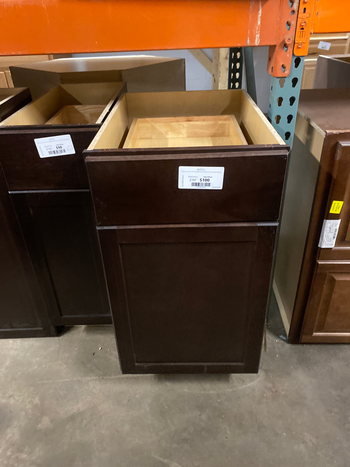 Shaker 18 in. W x 24 in. D x 34.5 in. H Assembled Base Kitchen Cabinet in Java with Ball-Bearing Drawer Glides