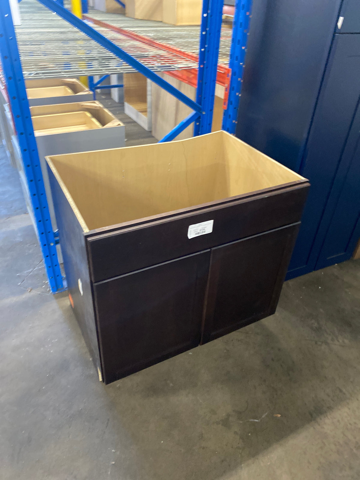 Shaker Java Stock Assembled Sink Base Kitchen Cabinet (36 in. x 34.5 in. x 24 in.)