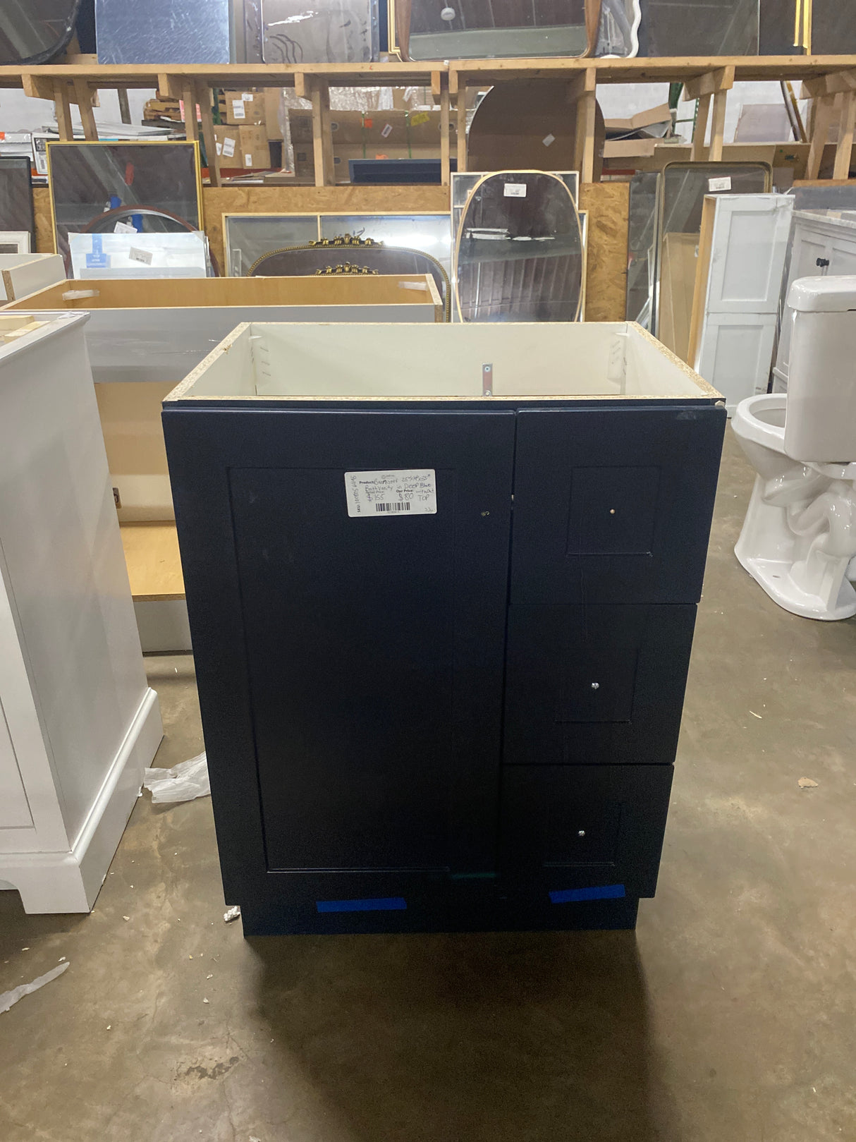 Bannister 25 in. W x 19 in. D x 35 in. H Single Sink Bath Vanity in Deep Blue without Top