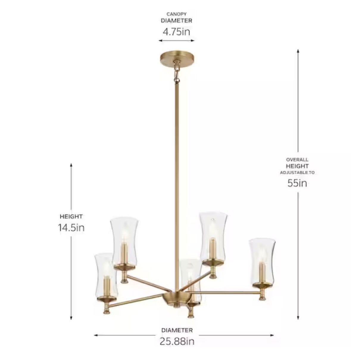 Taresa 5-Light Chandelier with Clear Glass in Champagne Bronze