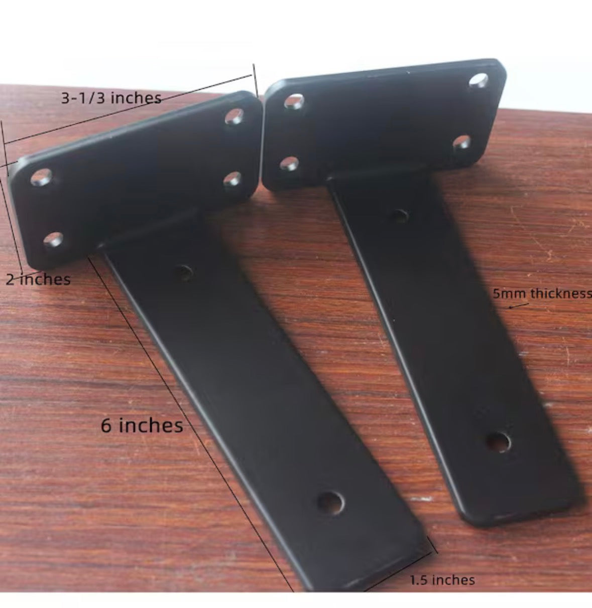 12-Pack 6 in. Black Hidden L Shelf Bracket, 1/5 in. Thicked Iron Floating Shelf Brackets, Industrial Metal Brackets