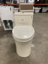 1-piece 0.8/1.28 GPF High Efficiency Dual Flush Elongated Toilet in Biscuit, Seat Included