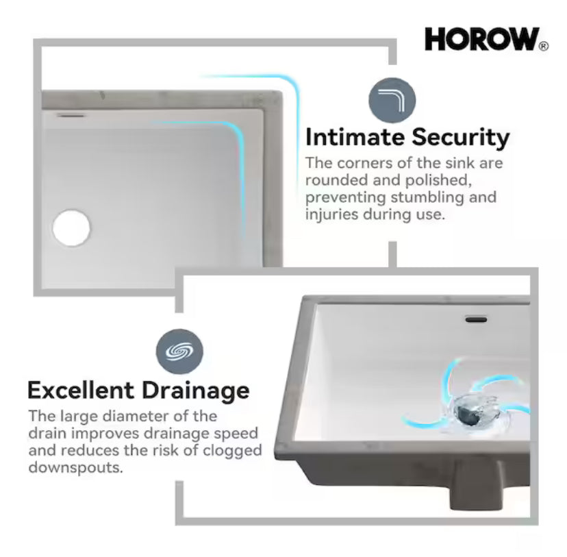 23-5/8 in.Rectangle Undermount Bathroom Sink in White with Overflow Drain