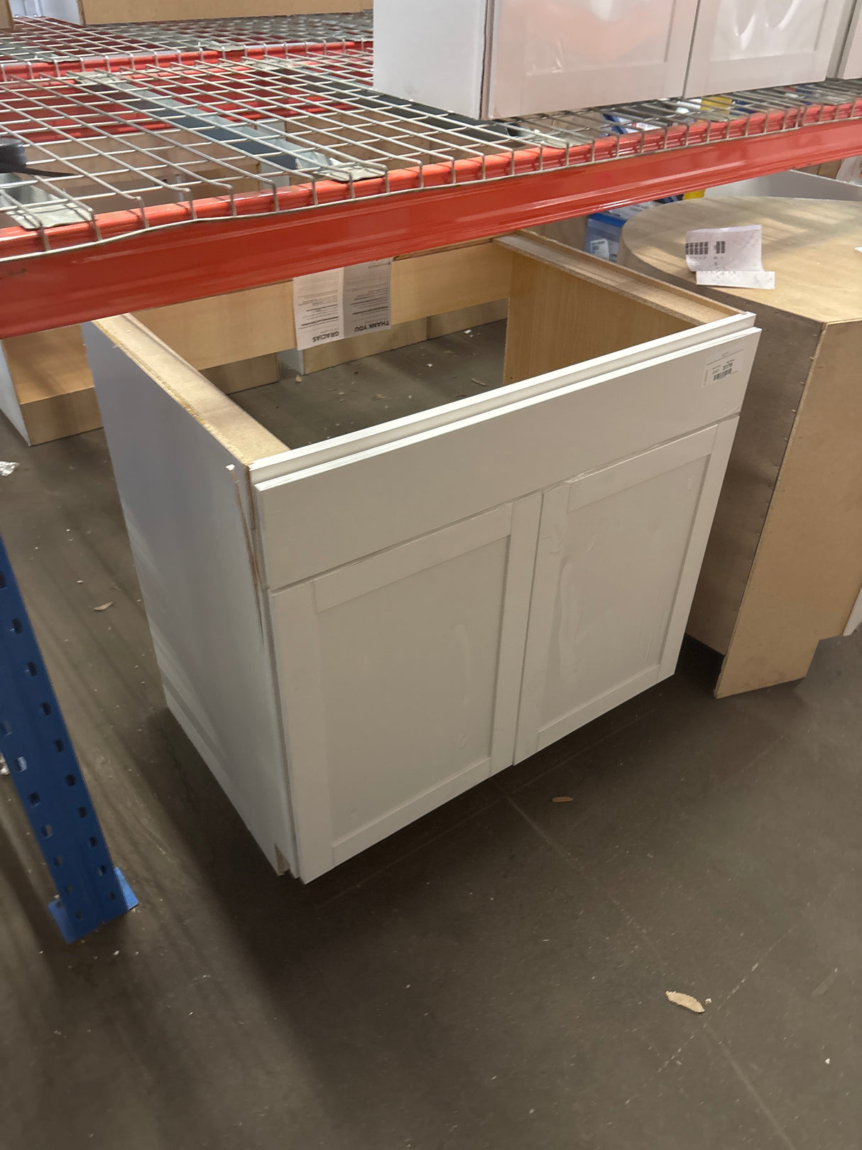 Westfield Feather White Assembled Sink Base Kitchen Cabinet (36 in. W x 23.75 in. D x 35 in. H)