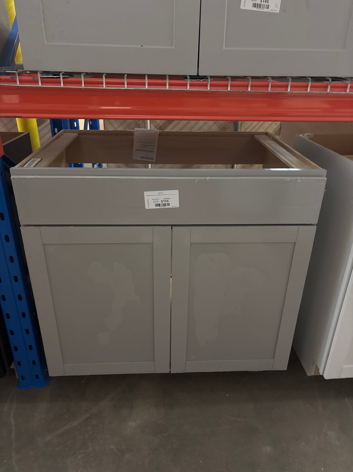 Westfield Dusk Gray Shaker Stock Assembled Sink Base Kitchen Cabinet (36 in. W x 23.75 in. D x 35 in. H)