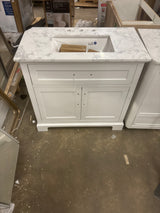 Doveton 36 in. W x 19 in. D x 34.5 in. H Single Sink Bath Vanity in White with White Engineered Stone Top