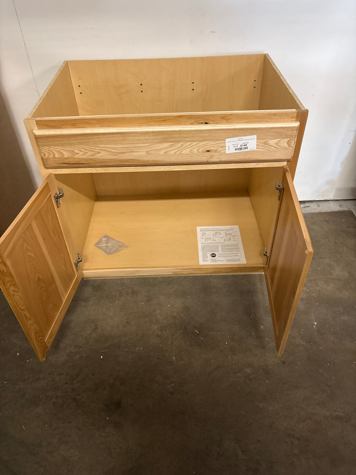 Hampton 36 in. W x 24 in. D x 34.5 in. H Assembled Sink Base Kitchen Cabinet in Natural Hickory