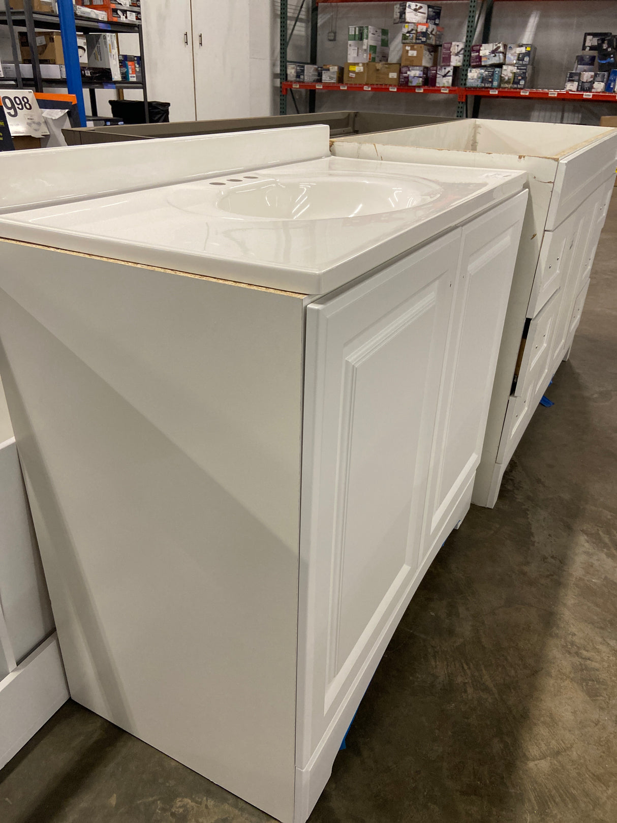 Glacier Bay 37 in. W x 19 in. D x 35 in. H Single Sink Freestanding Bath Vanity in White with White Cultured Marble Top