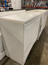 Glacier Bay 37 in. W x 19 in. D x 35 in. H Single Sink Freestanding Bath Vanity in White with White Cultured Marble Top